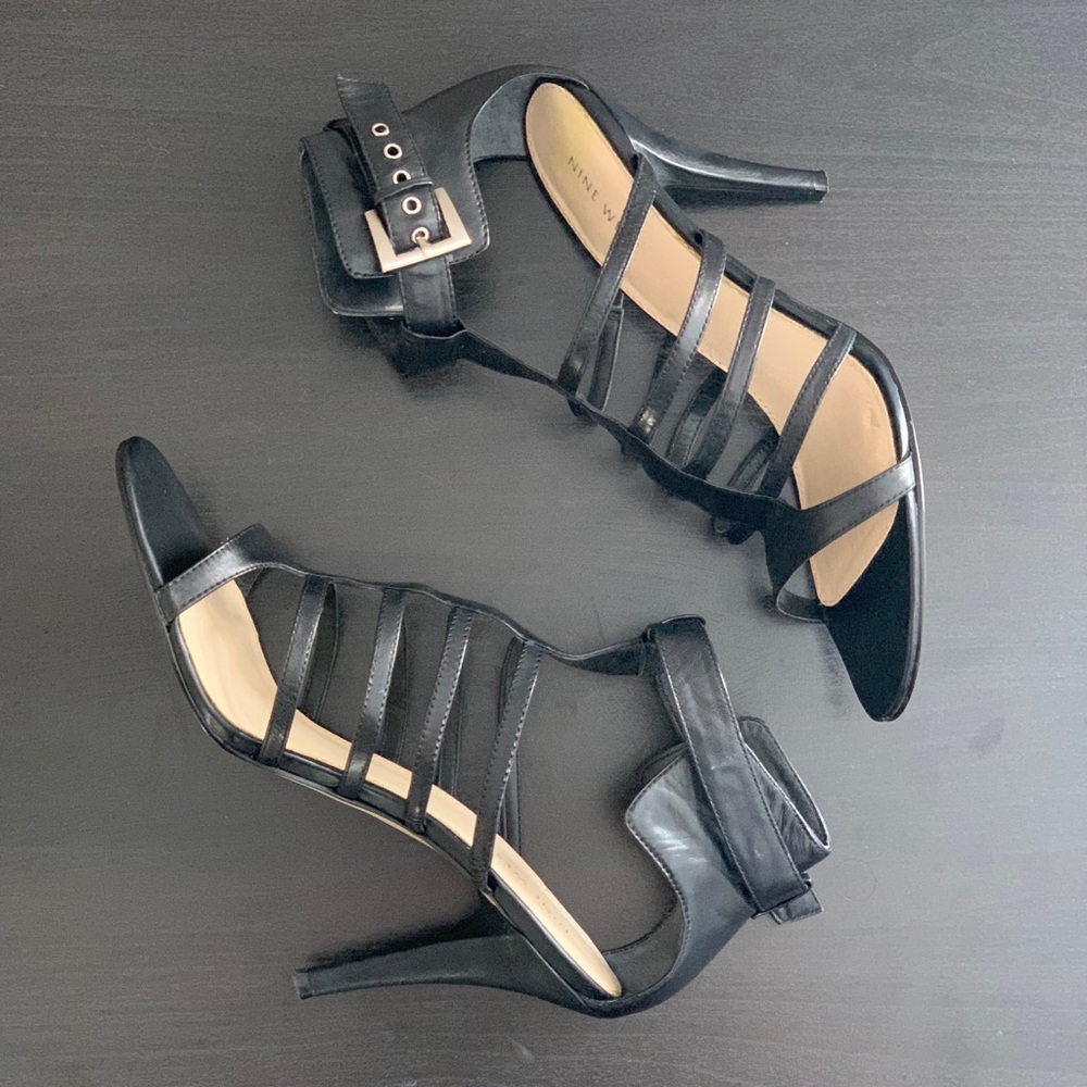 Nine West Black Gladiator Heel Sandals